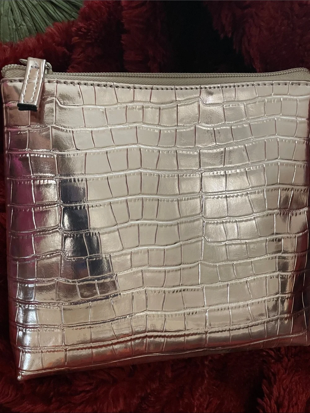 Jimmy Choo pink Metallic cosmetics makeup bag w a sweet surprise “I got Choo”💖